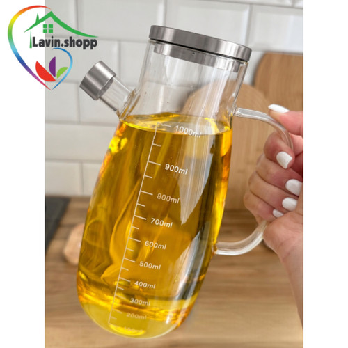 ظرف روغن پیرکس درب استیل / روغن ریز پیرکس